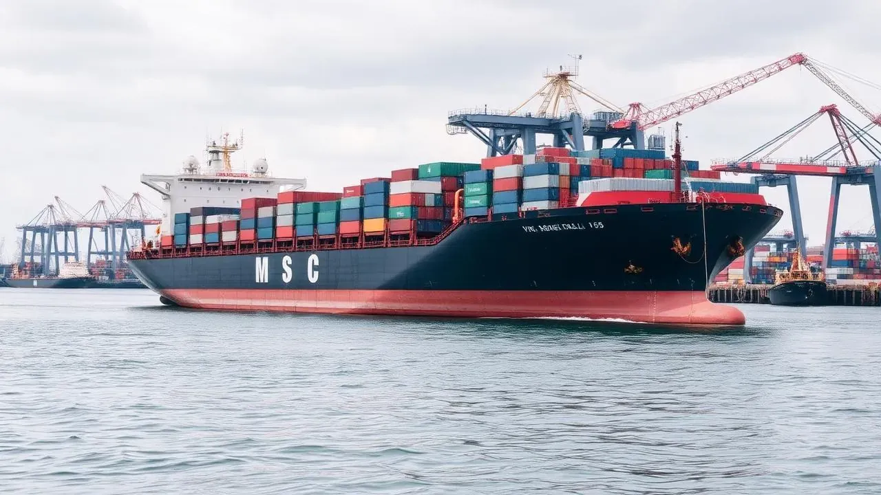 Navio cargueiro no porto representando exportações sujeitas ao CBAM